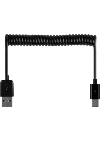 Type-C Spiral Uzayan USB Hızlı Şarj Data Transfer USB Kablo 1 m