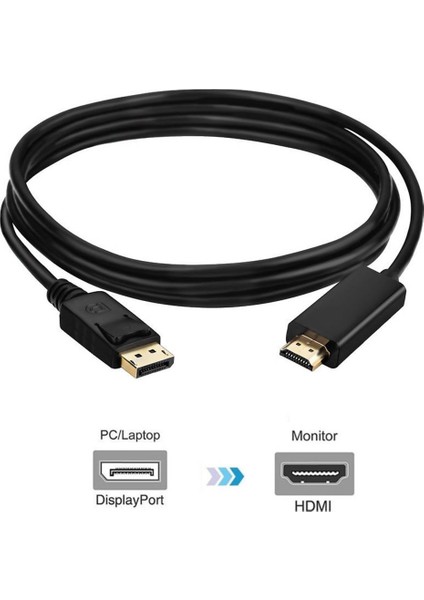 Displayport To HDMI Görüntü Aktarıcı Adaptör Kablo 1.8 m