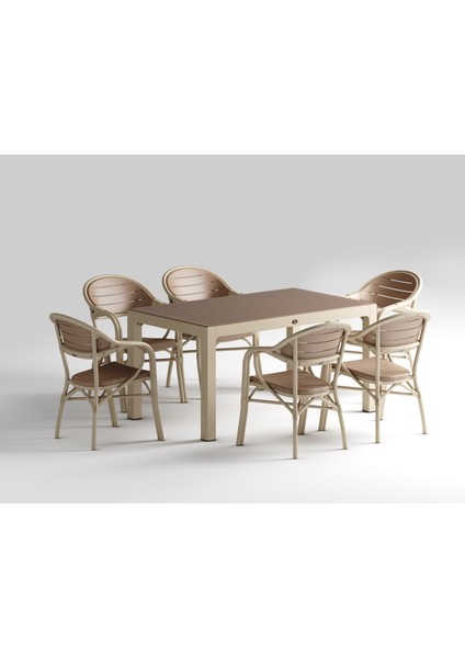 Bamboo 6'Lı Camlı Set Cappucino - Çöl Kahvesi
