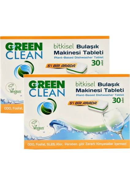 U Green Clean Bitkisel Bulaşık Makinesi Tableti 30'lu x 2 Adet