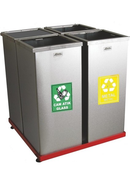 1826 Geri Dönüşüm Seti 4 Lü Paslanmaz