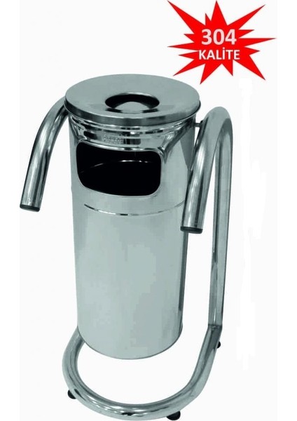 1736 34 Lt Bahçe Tip Çöp Kovası 304 Kalite Paslanmaz