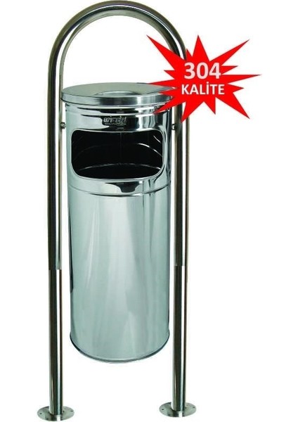 1735 Bahçe Tip Paslanmaz Çöp Kovası 304 Kalite Paslanmaz