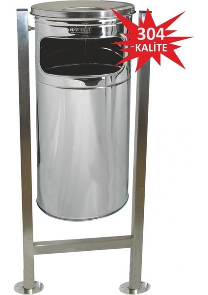 1734 Bahçe Tip Çöp Kovası Profil Ayaklı 304 Kalite Paslanmaz