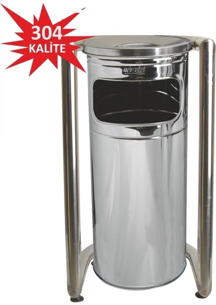 1733 Bahçe Çöp Kovası Paslanmaz U Tipi 304 Paslanmaz