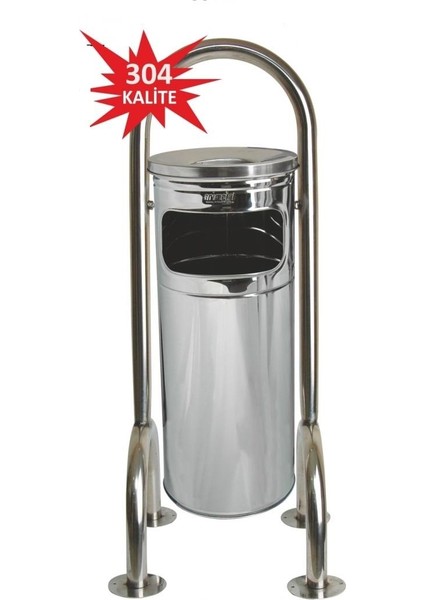 1732 Bahçe Tip Çöp Kovası 304 Kalite Paslanmaz