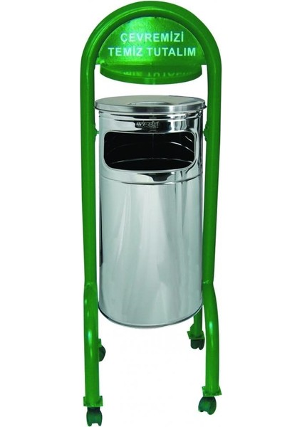 1710 Bahçe Tip Çöp Kovası Şapkalı Tekerlekli