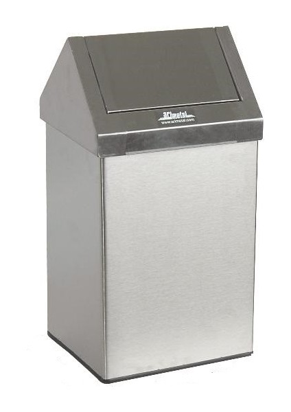 1306 Çatı Kapaklı Çöp Kovası Paslanamaz 16 Litre