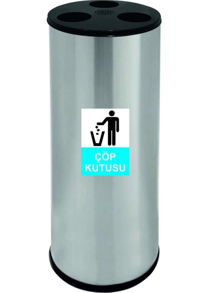 1214 80 Lt Delikli Çöp Kovası Paslanmaz Kapaklı Küllüklü
