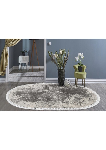 İpek Dijital Saçaklı Yıkanabilir Kaymaz Taban Halı Oval 1898 Desen 1 120 x 180 Cm