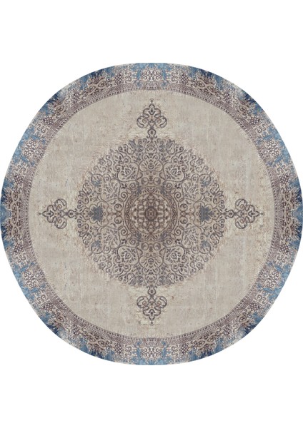 İpek Dijital Saçaklı Yıkanabilir Kaymaz Taban Halı Yuvarlak 1828 Desen 1 160 x 160 Cm fiyatları