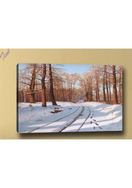 Yb315 Karlı Yol Yağlı Boya Görünümlü Kanvas Tablo 70 x 100 cm