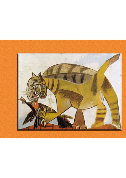 Picasso Cat Devouring A Bird Kanvas Tablo 70 x 100 cm