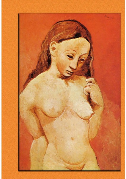 Picasso Nude Against A Red Background Kanvas Tablo 70 x 100 cm