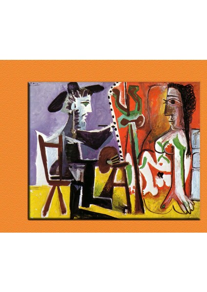 Picasso The Artist And His Model Kanvas Tablo 70 x 100 cm