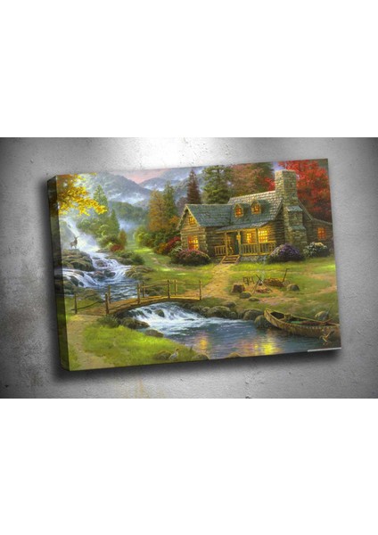 Op28 Dağdaki Cennet Yağlı Boya Görünümlü Kanvas Tablo 70 x 100 cm