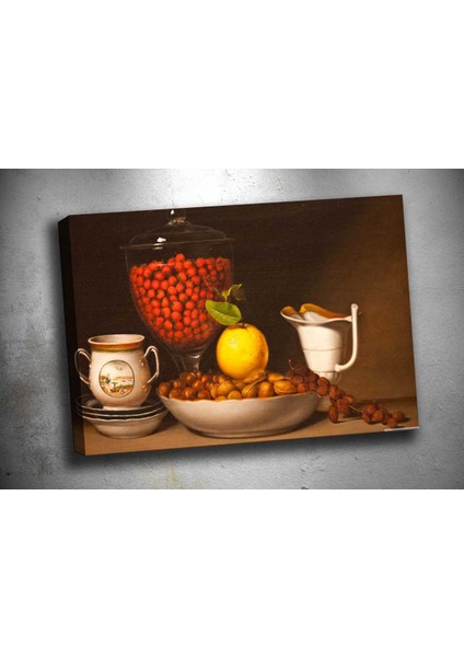 Op109 Meyveler Ve Çerezler Yağlı Boya Görünümlü Kanvas Tablo 70 x 100 cm