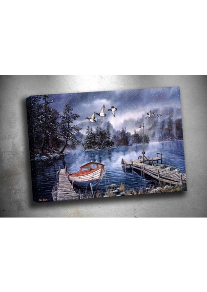 Op168 Ucan Ördekler Yağlı Boya Görünümlü Kanvas Tablo 70 x 100 cm