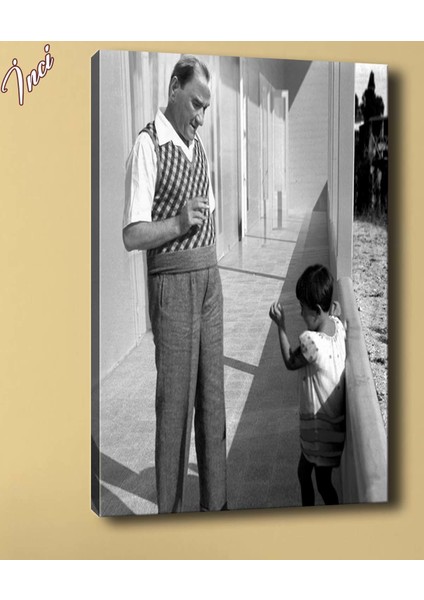 Ata-192 Atatürk Ve Çocuk Kanvas Tablo 70 x 100 cm