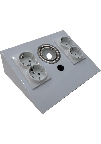 Dolap Tezgah Altı Beyaz Metal Led Aydınlatmalı Priz