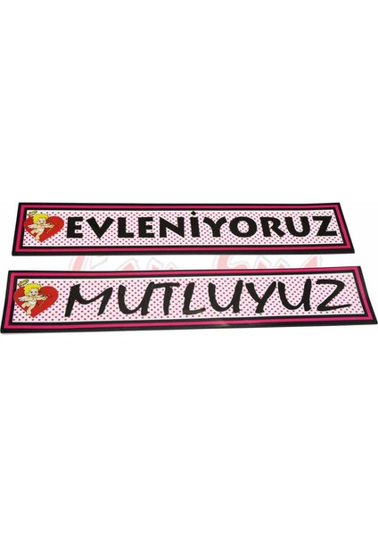 Yazı 20 Adet Evleniyoruz Mutluyuz Gelin Arabası Plaka Yazısı 48*10cm modelleri