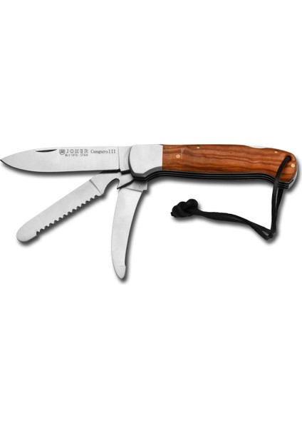 Knives No128 Cangura Zeytin Ağaç Saplı 3 Fonksiyonlu Çakı