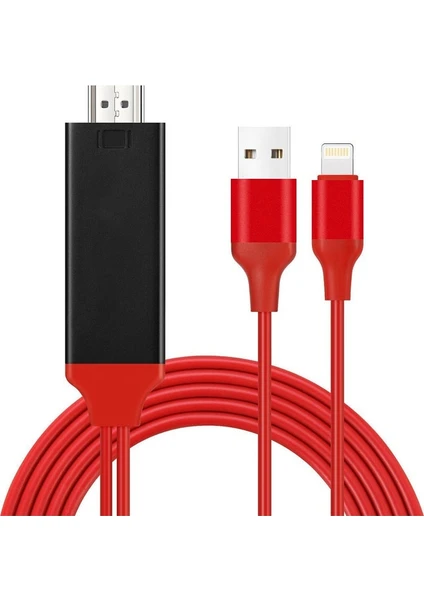 4308 Lightning HDMI Çevirici Dönüştürücü Tv Kablosu (iPhone Uyumlu 5/6/7/8/X Plus İçin)