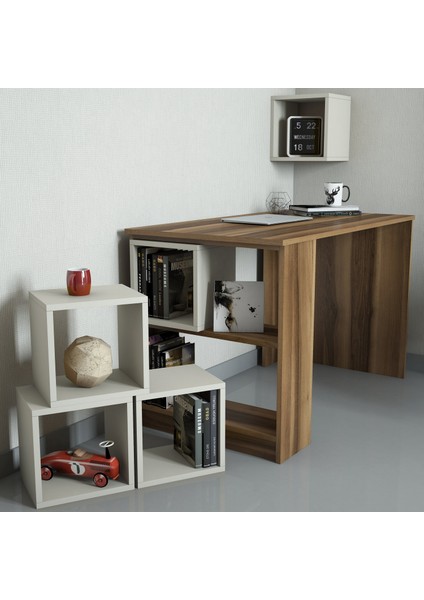 Box Çalışma Masası - Ceviz / Krem