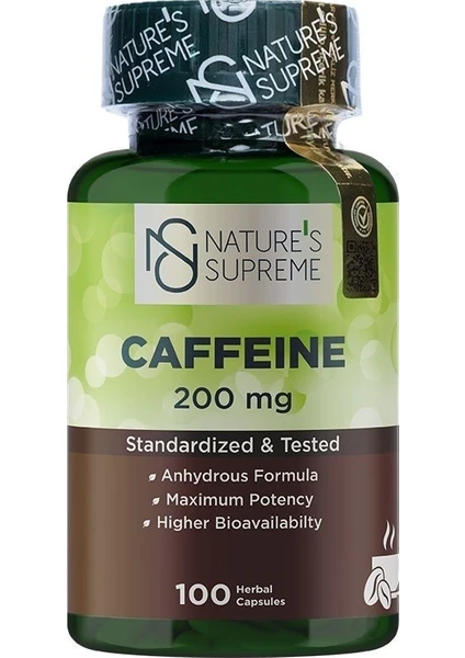 Nature's Supreme Caffeine 200 mg 100 Kapsül