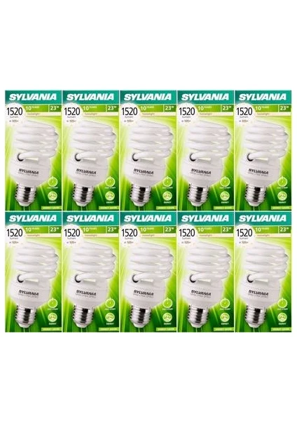 Sylvania  10'Lu Paket 23W Tasarruflu Ampul - Beyaz Işık E27 Duy