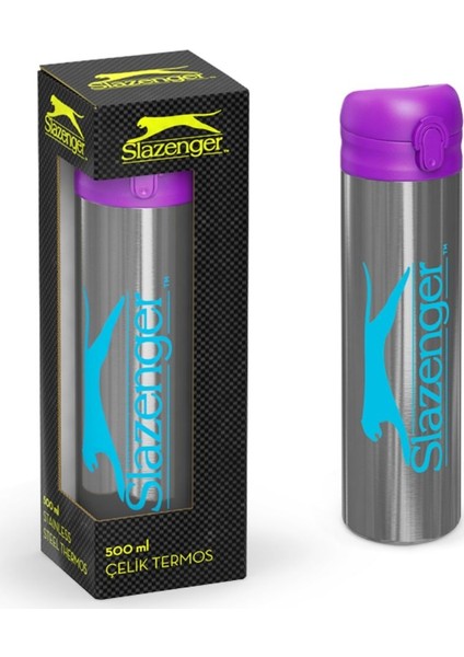 Slazenger 500 Ml Çelik Termos Matara (Pembe Kapak)