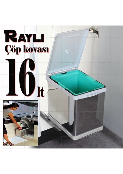 Gürcay Hırdavat Dolap İçi Raylı Çöp Kovası
