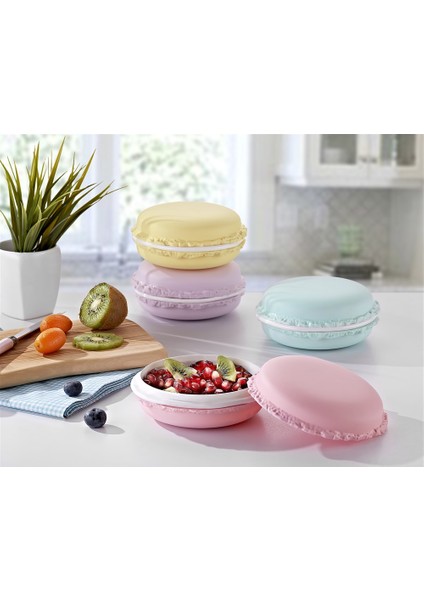 Bayev 4`Lü 4 Renk Kapaklı Macaron Kase Seti 400 Ml