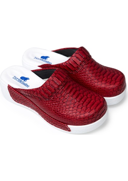 Dolgu Topuk Kırmızı Anakonda Sabo Terlik