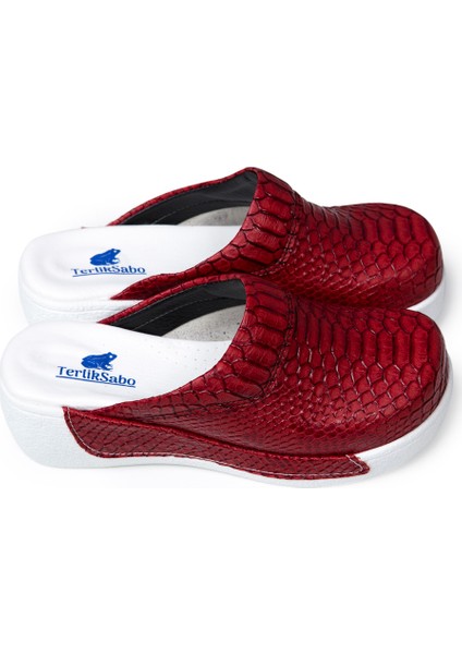 Dolgu Topuk Kırmızı Anakonda Sabo Terlik modelleri