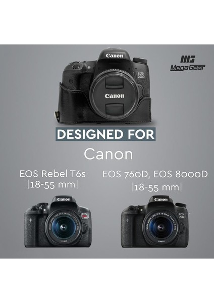 Canon EOS T6s, 760D, 8000D Suni Deri Kamera Çantası modelleri