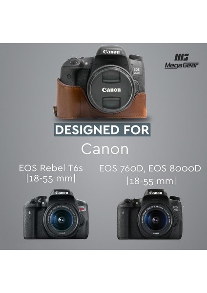 Canon EOS T6s, 760D, 8000D Suni Deri Kamera Çantası modelleri