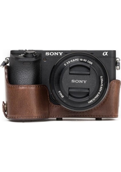 Sony Alpha A6500 (16-50 mm) Suni Deri Kamera Çantası