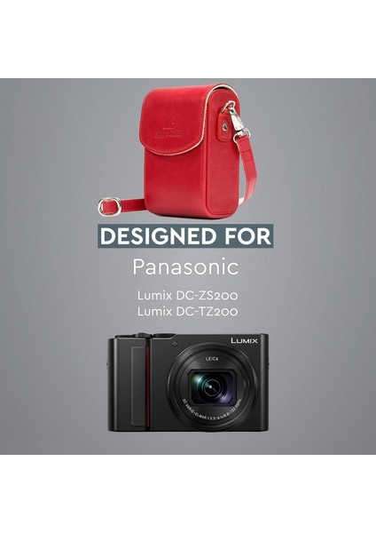 Panasonic ZS200, DC-TZ200 Suni Deri Dikey Kamera Çantası modelleri
