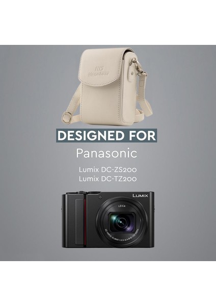 Panasonic ZS200, DC-TZ200 Suni Deri Dikey Kamera Çantası modelleri