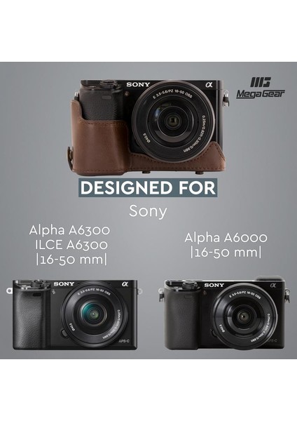 Sony Alpha A6000 A6300(16-50mm) Suni Deri Kamera Çantası modelleri