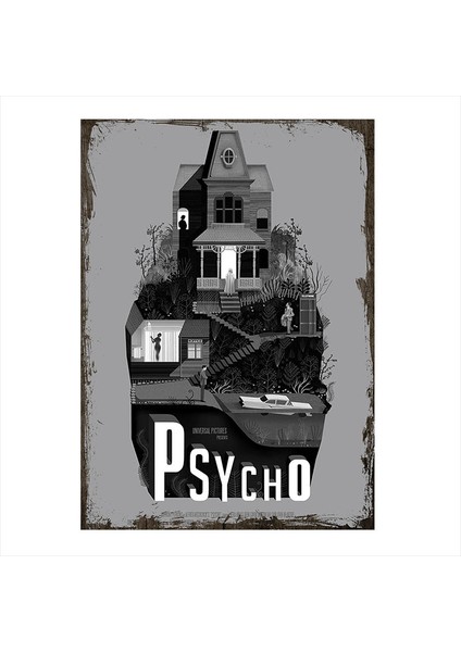 Ahşap Tablo Psycho Sapık Afiş
