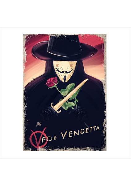 Ahşap Tablo V for Vendetta