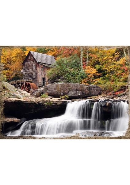Ahşap Tablo Su Değirmeni Şelale