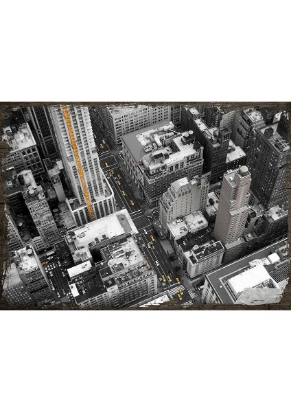 Ahşap Tablo Tepeden New York Şehri