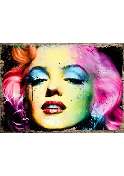 Ahşap Tablo Renkli Marilyn Monroe