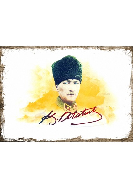 Tablomega Ahşap Tablo Mustafa Kemal Atatürk İmzası