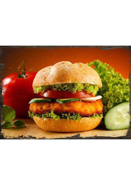 Tablomega Ahşap Tablo Ham Burger