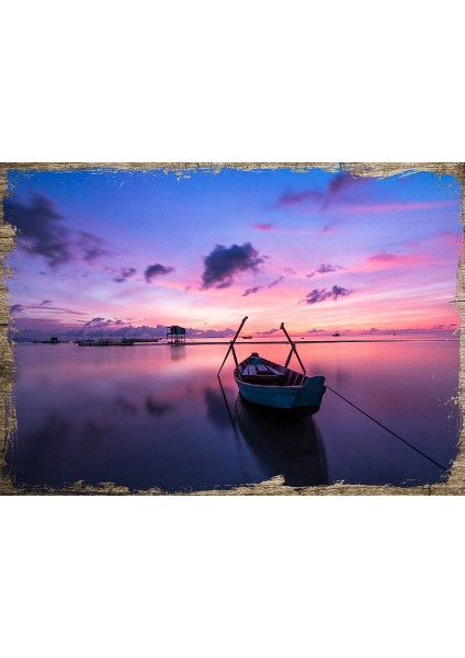 Ahşap Tablo Gölde Kayık