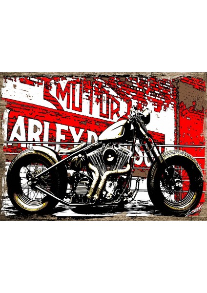 Ahşap Tablo Harley Davidson